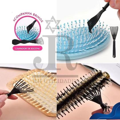 Imagem de Kit Pente Escovina Baby Hair 2 em 1 + Pente 3 Fileiras Fitagem + Escova Magica Desembaraçar