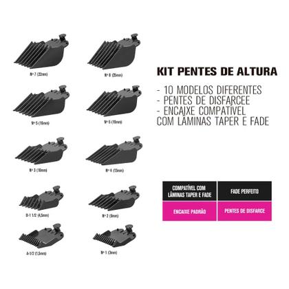 Imagem de Kit Pentes de Altura 10 Peças Ref 3168 Vertix
