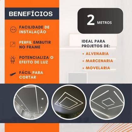 Imagem de Kit Perfil Embutir No Frame Duplo +fita 240 Leds + Fonte 10a