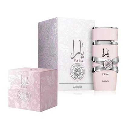 Imagem de Kit Perfume Arabe Yara Rosa Lattafa Eau de Parfum 100ml e Creme Hidratante Corporal Yara Rosa 200g