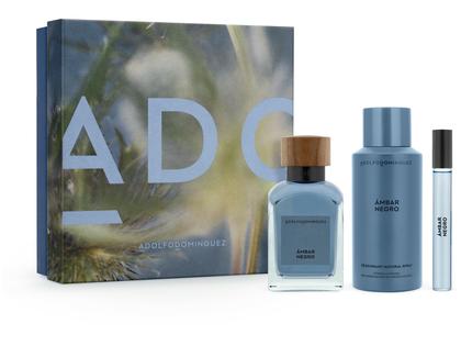 Imagem de Kit Perfume Masculino Adolfo Dominguez Âmbar Negro Eau de Parfum 150ml + 10ml com Desodorante Spray
