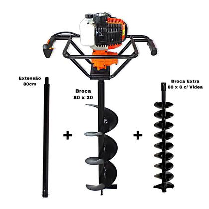 Imagem de KIT Perfurador de Solo Vulcan VPS520 Broca 80x20cm + Kawashima Extra Broca 80x6cm + Extensão 80cm