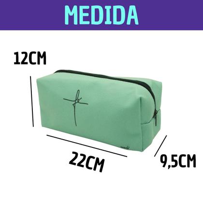 Imagem de Kit Personalizado Copo C/ Canudo 500ml e Necessaire Frase Fé