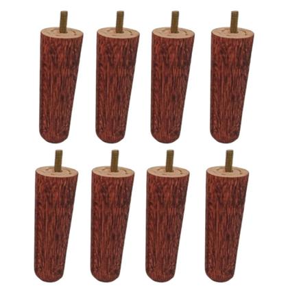 Imagem de Kit Pes Para Cama Box Madeira Eucalipto Com 12 cm de Altura Com Protetor de Piso com 7 Unidades