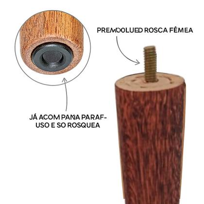 Imagem de Kit Pes Para Cama Box Madeira Eucalipto Com 12 cm de Altura Com Protetor de Piso com 7 Unidades