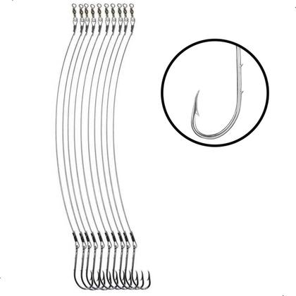 Imagem de Kit Pesca 30 Anzol Encastoado 4330 Flexivel - 3/0 4/0 E 5/0 