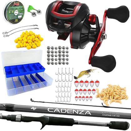 Imagem de Kit Pesca Completo Carretilha 19 Rol Vara e Estojo 120 Itens