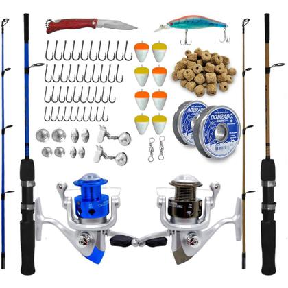 Imagem de Kit Pesca Completo Molinete 3 Rolamento Com Vara E Acessorio