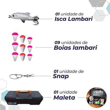 Imagem de Kit Pesca Completo Vara Maciça + Molinete Iscas Anzol Maleta