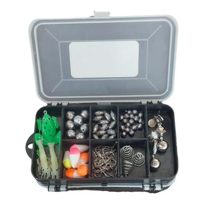 Imagem de Kit pesca completo vara molinete 1 estojo 1 maleta mais anzois chumbadas boinhas iscas snap sino