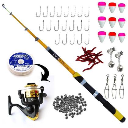 Imagem de Kit Pesca Completo Vara Molinete + Acessórios