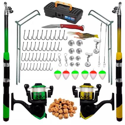 Imagem de Kit Pesca Vara 1,70m + Molinete C/ Linha E Acessórios 