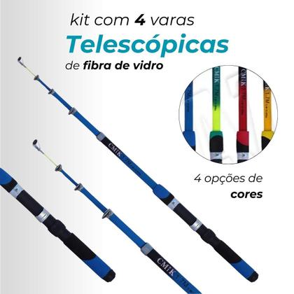 Imagem de Kit Pescaria Completo 4 Varas Com Molinete + Acessórios