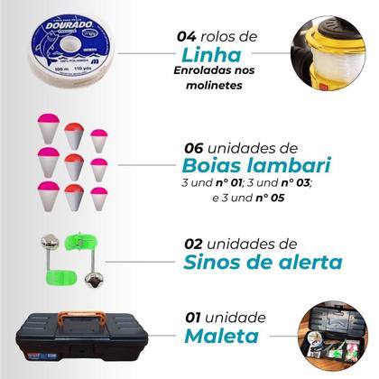 Imagem de Kit Pescaria Completo 4 Varas Com Molinete + Acessórios