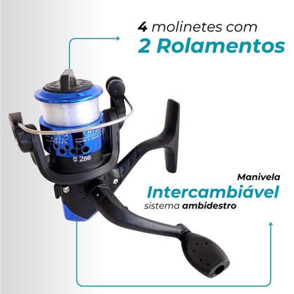 Imagem de Kit Pescaria Completo 4 Varas Com Molinete + Acessórios