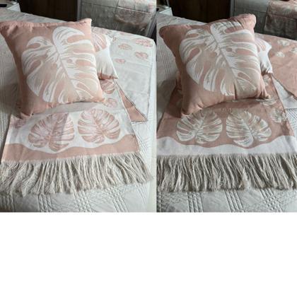Imagem de Kit Peseira com Almofadas Cheias Dupla Face Rústico 100% Algodão 5 peças