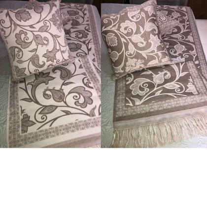 Imagem de Kit Peseira com Almofadas Cheias Dupla Face Rústico 100% Algodão 5 peças