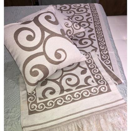 Imagem de Kit Peseira com Almofadas Cheias Dupla Face Rústico 100% Algodão 5 peças