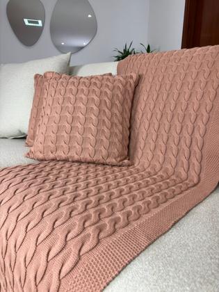 Imagem de Kit Peseira Tricot Trança Cama Casal Queen King + 4 Capas