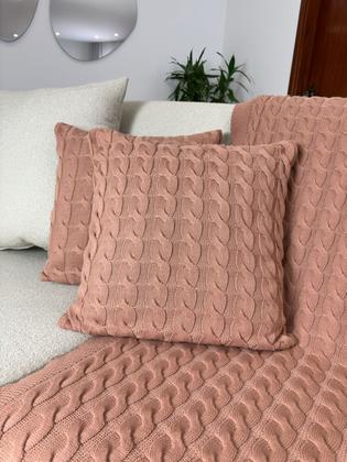 Imagem de Kit Peseira Tricot Trança Cama Casal Queen King + 4 Capas