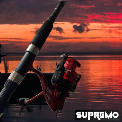 Imagem de Kit Pesqueiro Molinete Esquerda Direita +Vara 2 Partes Fibra