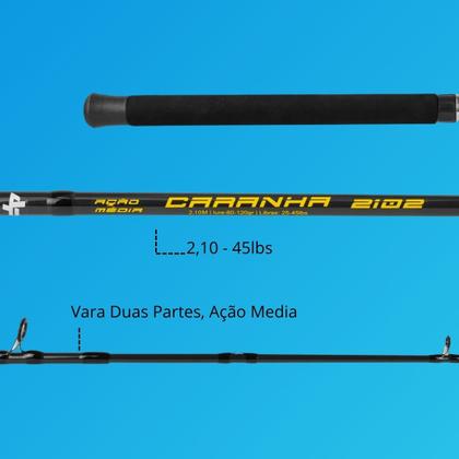 Imagem de Kit Pesqueiro Molinete Esquerda Direita +Vara 2 Partes Fibra