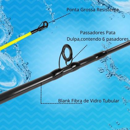 Imagem de Kit Pesqueiro Molinete Esquerda Direita +Vara 2 Partes Fibra