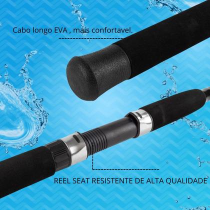 Imagem de Kit Pesqueiro Molinete Esquerda Direita +Vara 2 Partes Fibra