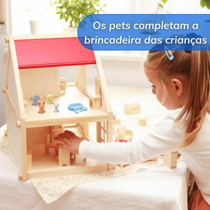 Imagem de Kit pet 4 Cachorrinhos com Banheira + Acessórios casinha toy