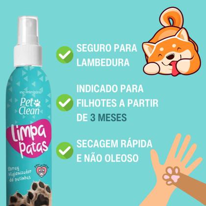 Imagem de Kit Pet Limpo com 1 Limpa Patas Pet Clean 120ml + 1 Lenço Umedecido Turma da Alegria