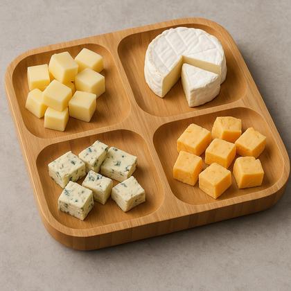 Imagem de Kit Petisqueira 4 Divisórias + Jogo 4 Utensílios P/ Queijo