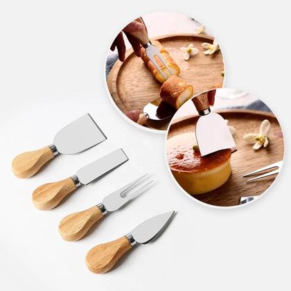 Imagem de Kit Petisqueira 4 Divisórias + Jogo 4 Utensílios P/ Queijo