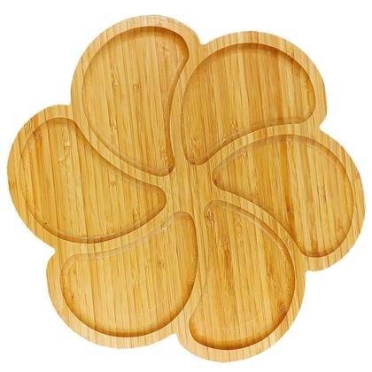 Imagem de Kit Petisqueira 6 Divisórias + Jogo 4 Utensílios Para Queijo