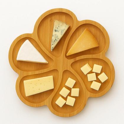 Imagem de Kit Petisqueira 6 Divisórias + Jogo 4 Utensílios Para Queijo