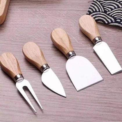 Imagem de Kit Petisqueira 6 Divisórias + Jogo 4 Utensílios Para Queijo