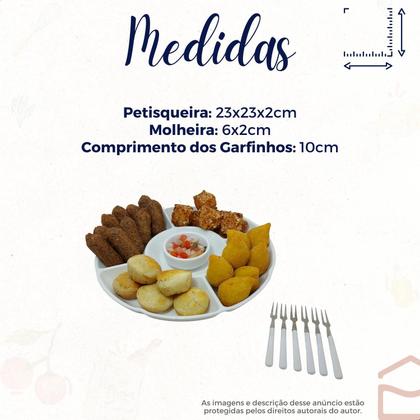 Imagem de Kit Petisqueira Tabua De Frios Com Molheira E 6 Garfinhos Para Petisco