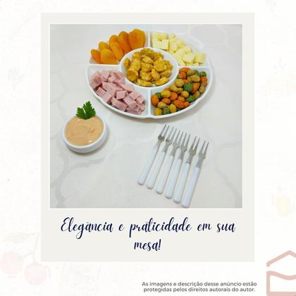 Imagem de Kit Petisqueira Tabua De Frios Com Molheira E 6 Garfinhos Para Petisco