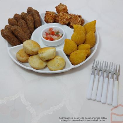 Imagem de Kit Petisqueira Tabua De Frios Com Molheira E 6 Garfinhos Para Petisco