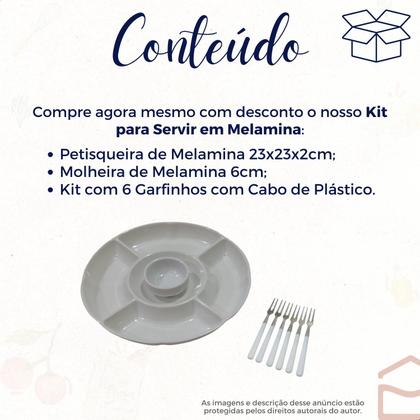Imagem de Kit Petisqueira Tabua De Frios Com Molheira E 6 Garfinhos Para Petisco