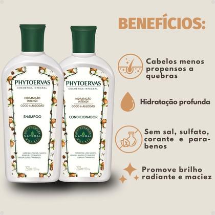Imagem de Kit Phytoervas Hidratação Intensa Coco E Algodão: Shampoo e Condicionador 250ml