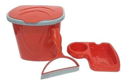 Imagem de Kit Pia Com Porta Rodo Porta Detergente E Lixeira De 3 Litros Vermelho Higiênico