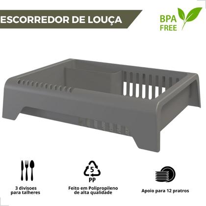 Imagem de Kit Pia Cozinha Escorredor Lixeira Porta Talher Dispenser Sabão Líquido