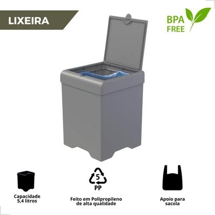 Imagem de Kit Pia Cozinha Escorredor Lixeira Porta Talher Dispenser Sabão Líquido