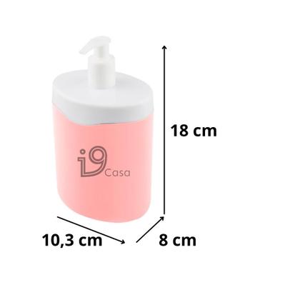 Imagem de Kit Pia de Banheiro Lavabo 3 Peças Dispenser Sabonete Líquido Porta Escova de Dente Com Tampa e Porta Algodão Lummar