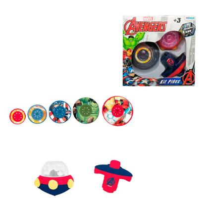 Imagem de Kit Pião 7 Peças com Luz Avengers - Etitoys