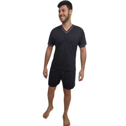 Imagem de Kit Pijama Casal Malha Adulto Curto Verão Americano Mozão Preto