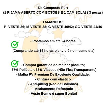 Imagem de Kit Pijama e Camisola Aberto Com Botões Cirurgico Amamentar