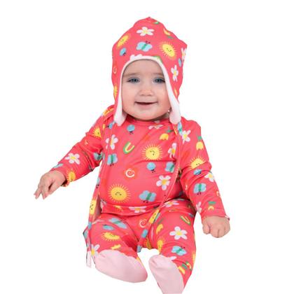 Imagem de Kit Pijama Térmico 4 Peças Bebê Energy Up Thermo Dry Jardim Encantado Vermelho Everly