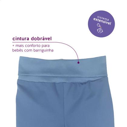 Imagem de Kit Pijama Térmico Body e Calça Bebê Azul Jeans Concuca