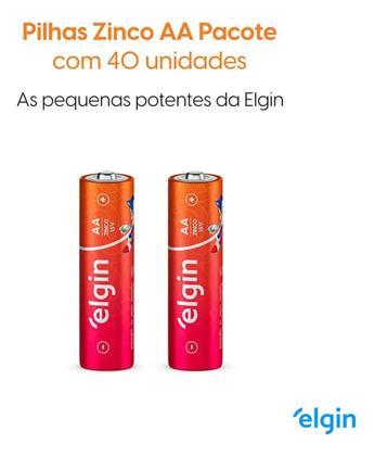 Imagem de Kit Pilha De Zinco Aa Comum Caixa Com 40 Unidades Elgin